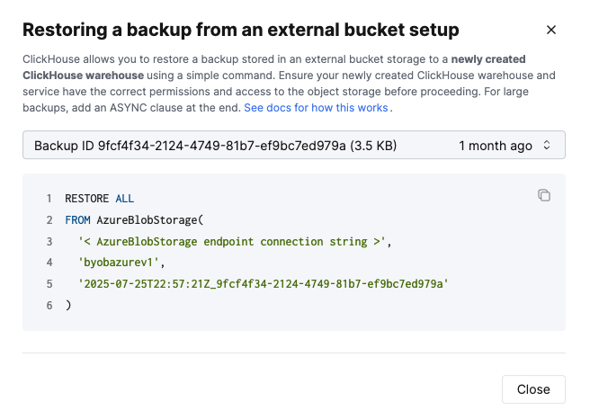 Restore backups in Azure